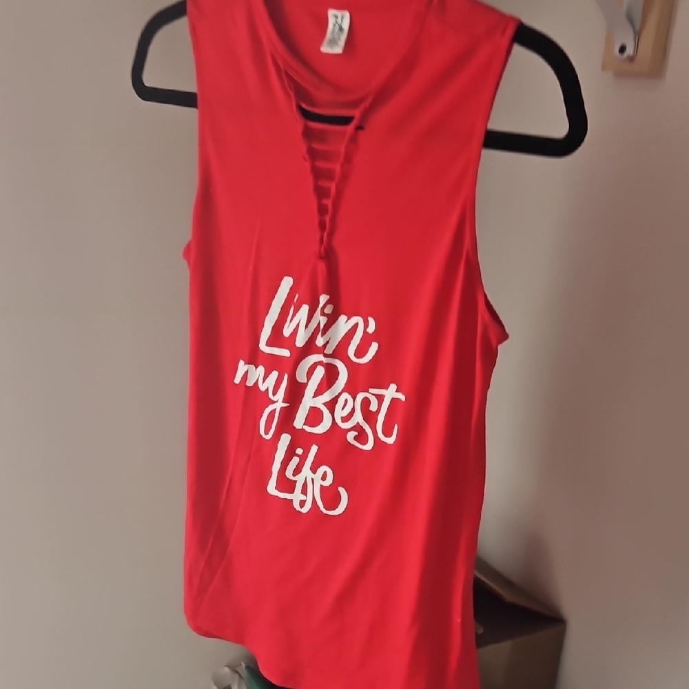 Hybrid Apparel Vibrant Red Graphic Muscle‎ Tee - Picture 5 of 6
